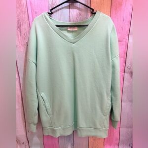 Zenana Outfitters Light Green V-Neck Sweater